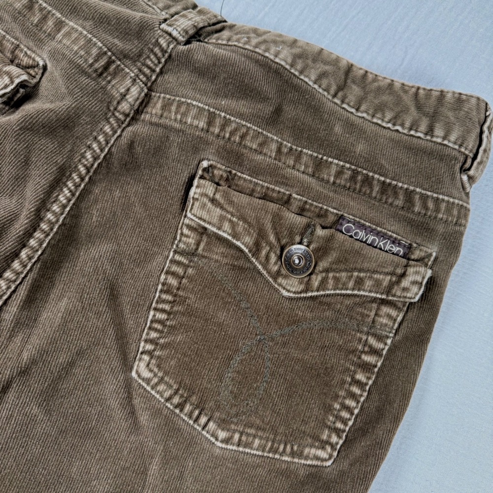 Vintage Calvin Klein Corduroy Pants Bootcut Women‎ Sz 16 Brown Pocket Flap Flare